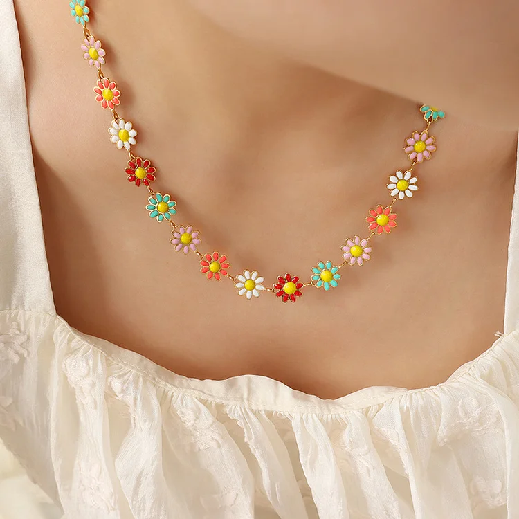 Colorful Sunflower Necklace Bracelet