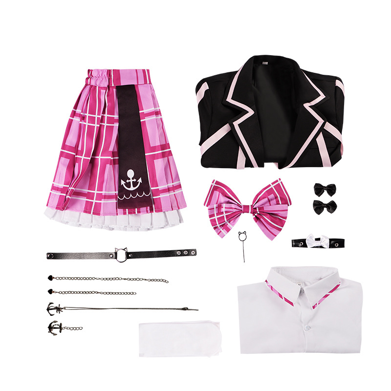 [Wetrose] In Stock Aqua Minato Hololive Vtuber Cosplay Costume Holo JK School Uniform Wig Full Set