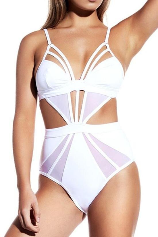 Strappy Cutout Monokini One-piece Swimsuit-elleschic