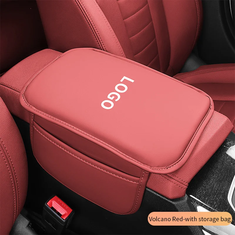 Customized car logo leather armrest box extender protector