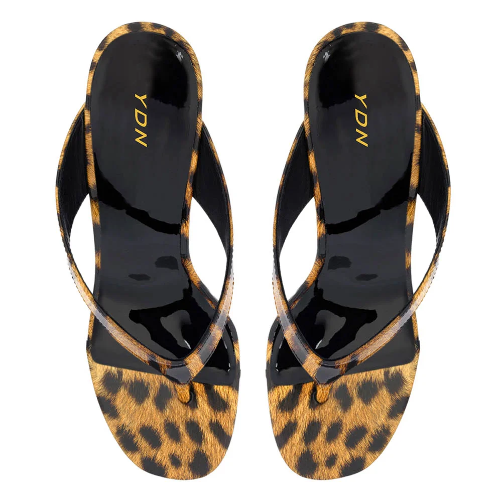 Chic Leopard Print Open Toe Flip Flop Wedge Sandals for Women