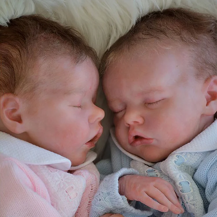  12"&16" Realistic Full Body Silicone Reborn Newborn Baby Twins Boy and Girl Kevi and Lancy - Reborndollsshop®-Reborndollsshop®