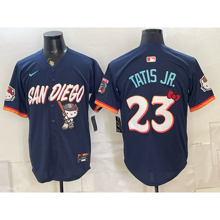 Men's San Diego Padres #23 Fernando Tatis Jr. Navy Hello Kitty Stitched Baseball Jersey