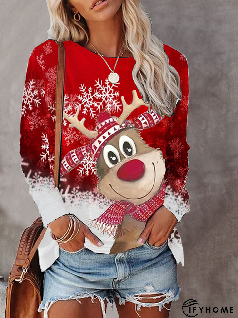 Loosen Christmas Snowman Cotton Blends T-shirt Xmas T-shirt | IFYHOME