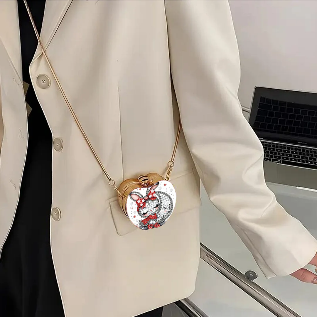 Rabbit DIY Acrylic Love Art Diamond Painting Coin Purse w/ Chain for Women Girl