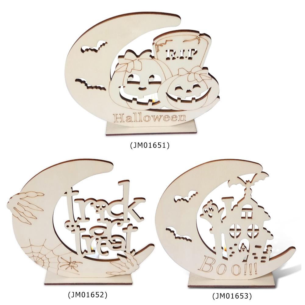 

Halloween Pumpkin Tombstone Wooden LED Candle Light Ornament Room Decor, Jm01651, 501 Original