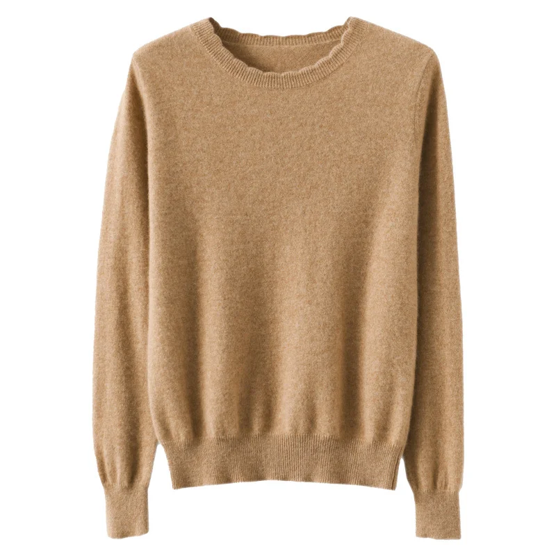 Churchf Churchf 2024 Autumn And Winter New Lady Loose Round Collar Solid Color Short Set Bottom Knit Bottom Sweater