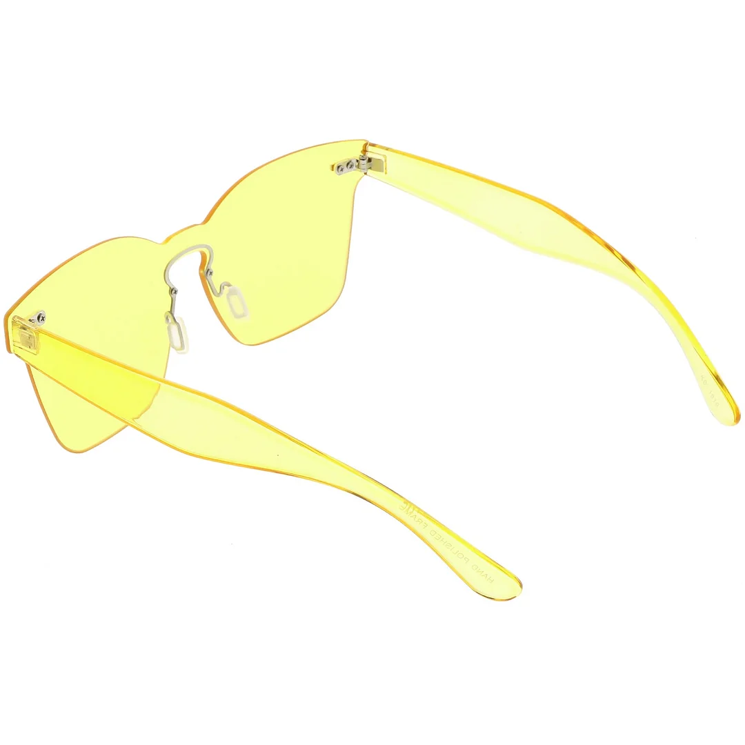 Oversize Rimless Horn Rimmed glasses Keyhole Nose Bridge Mono Flat Lens 59mm