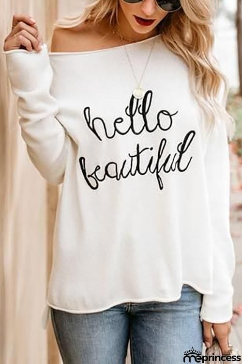 Hello Beautiful Embroidered Sweater