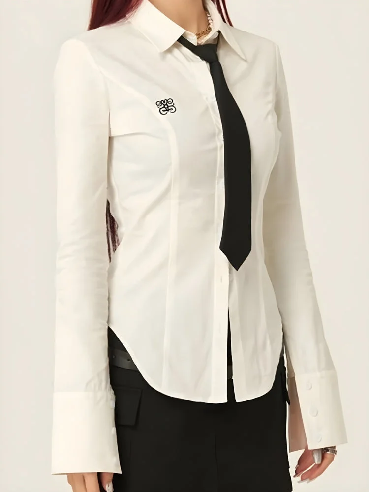 Brownm Fit Tie Shirt