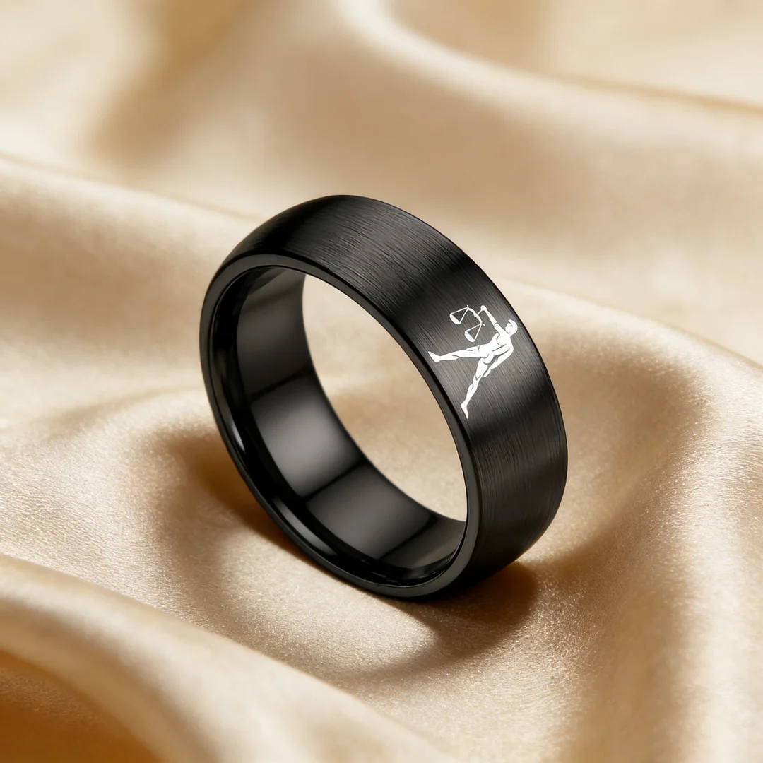 Black Libra Couples Dome Tungsten Carbide Rings Prints Laser Design Domed Top Tungsten Wedding Bands 4MM 6MM 8MM