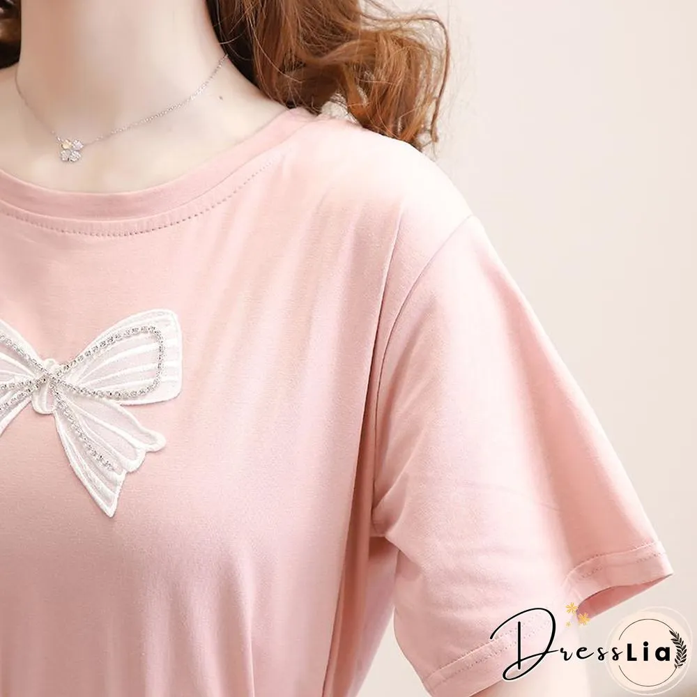 Sweet Bowknot Tee+Mesh Skirt P15738