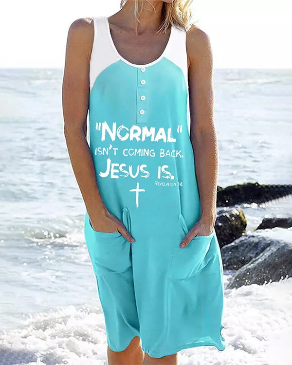 JESUS REVELATTON Printed Casual Short Sleeve Mini Dress