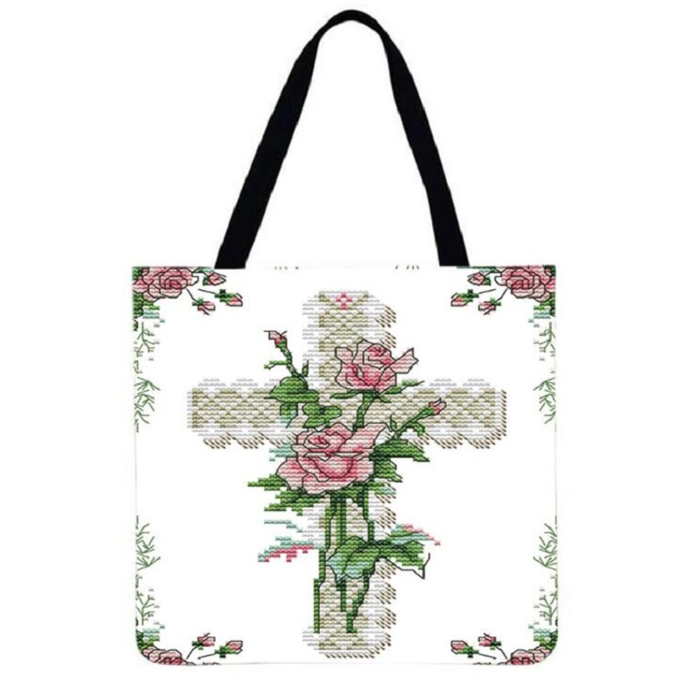 Linen Tote Bag-Flowers