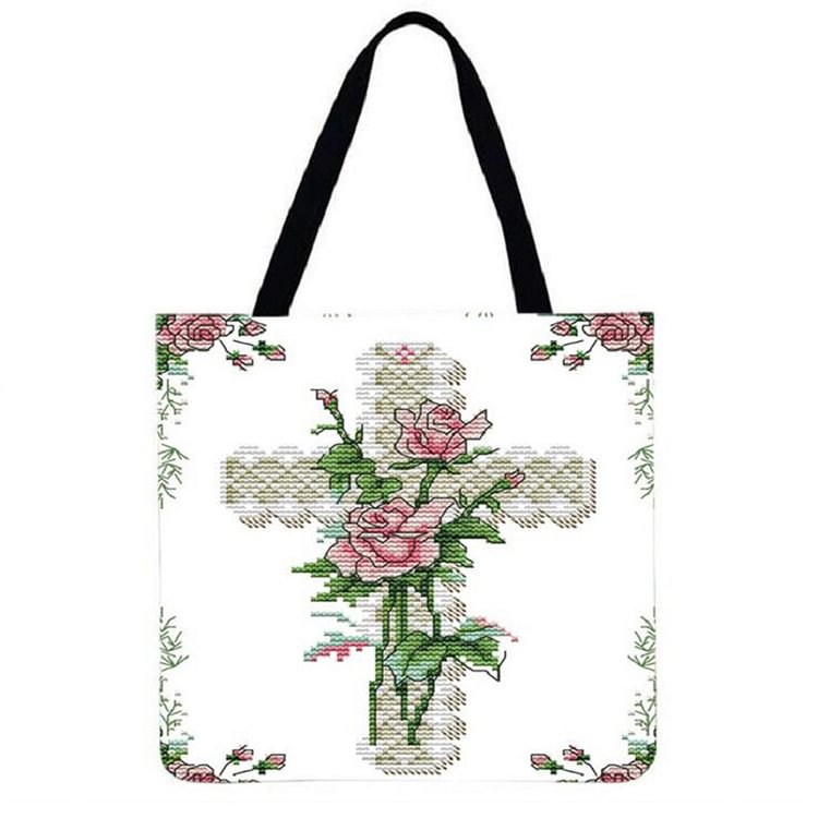 Cross Flower - Linen Tote Bag