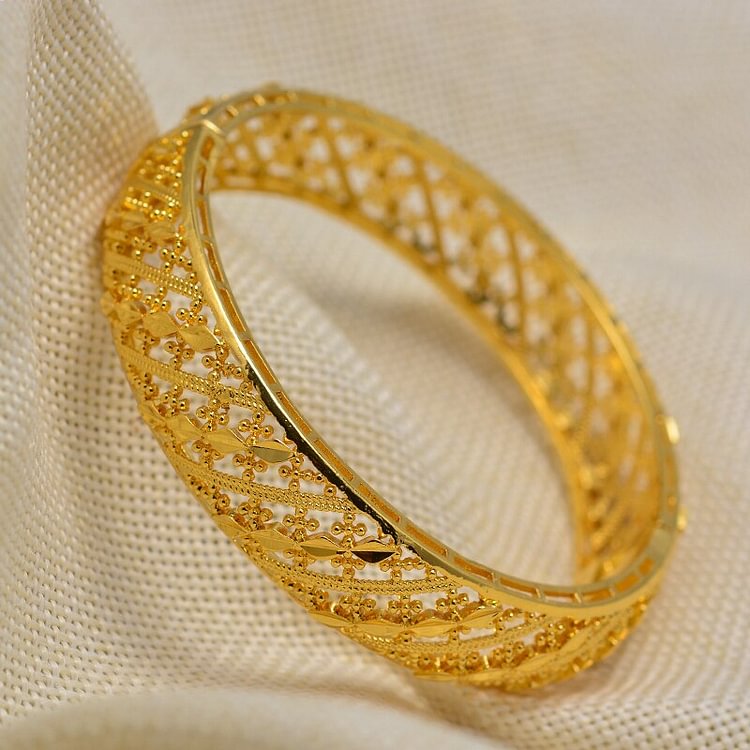 Dubai Israel Gold Color Wedding Bangles for Women Bride Can OPen Bracelets