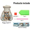 (US Local)Acrylic Wooden Owl Bag Shape Diamond Painting Piggy Bank Storage Box Kit
