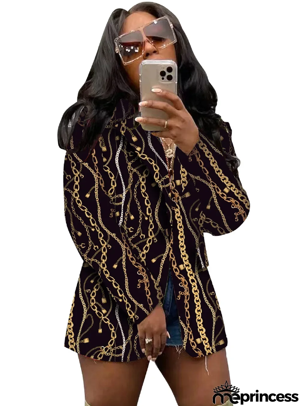 Women Casual Print Blazer