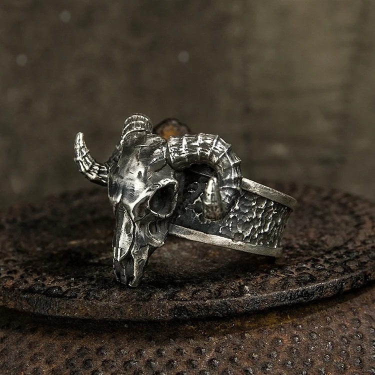 Vintage Black Goat Open Ring