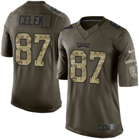 Eagles #87 Brent Celek Green Youth Stitched NFL Limited Salute to Service Jersey