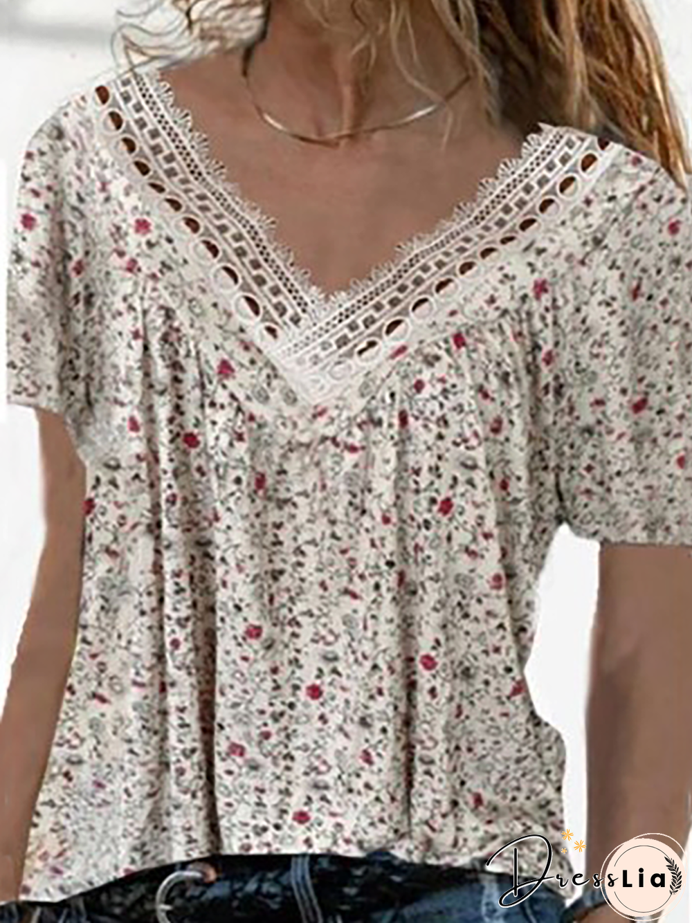 Plus size Short Sleeve Floral Tops