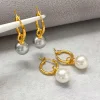 Classic Elegant White Grey Pearl Earrings