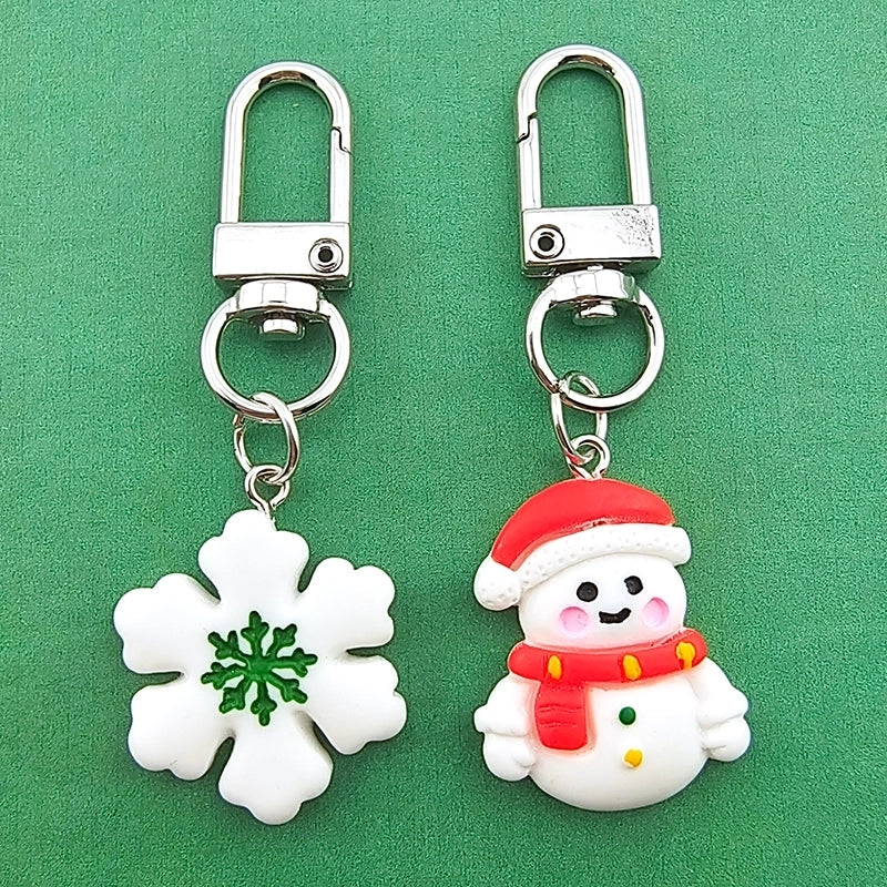 Cute Minimalist Snowman Snowflake Elk Alloy Resin Christmas Keychain