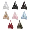 Polka Dot Nylon Storage Shoulder Bag with Key Ring Expandable Keychain Tote Bag Large Capacity Stylish Foldable Tote Handbag for Shopping Travel Commute