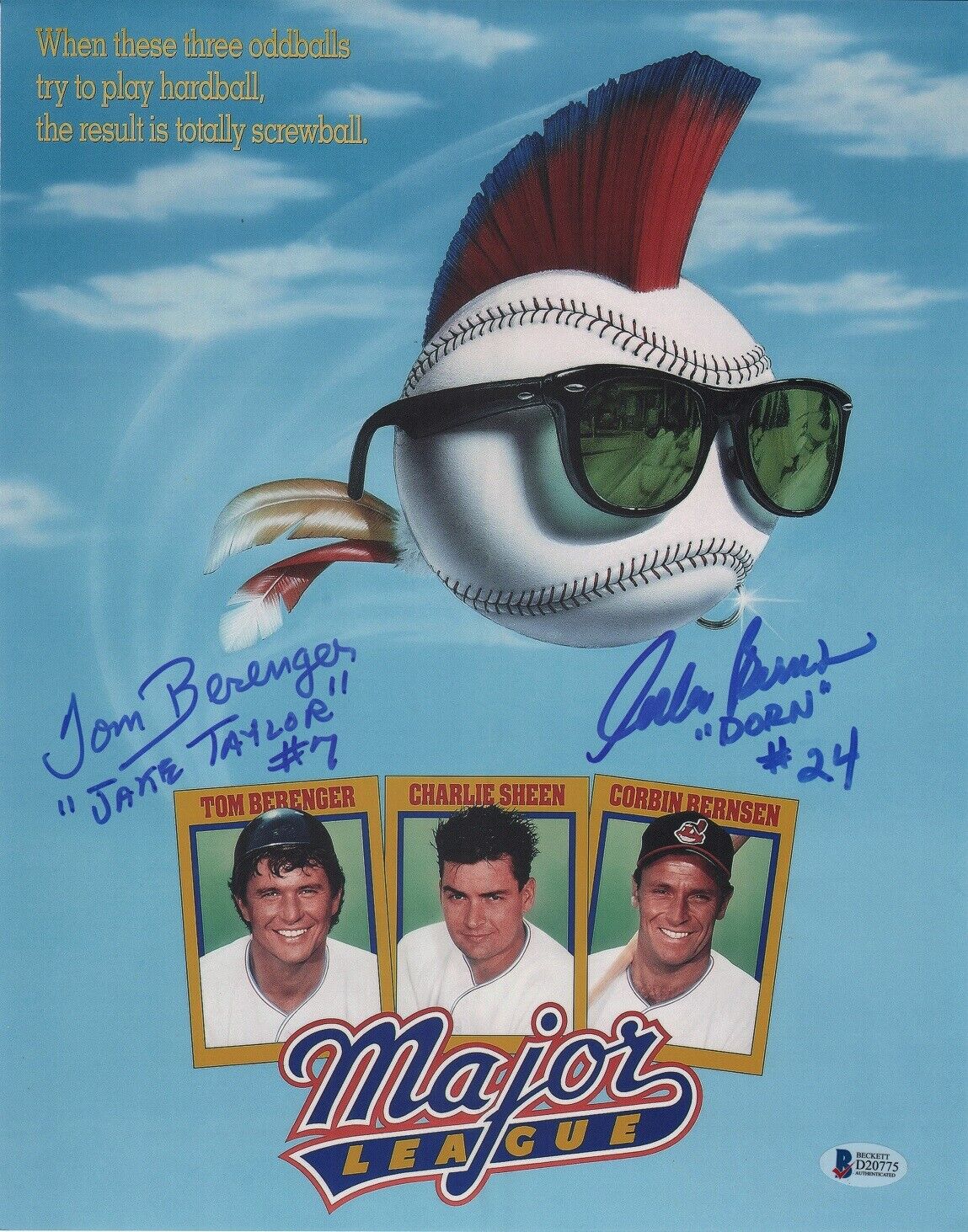 TOM BERENGER ~CORBIN BERNSEN Authentic Signed MAJOR LEAGUE