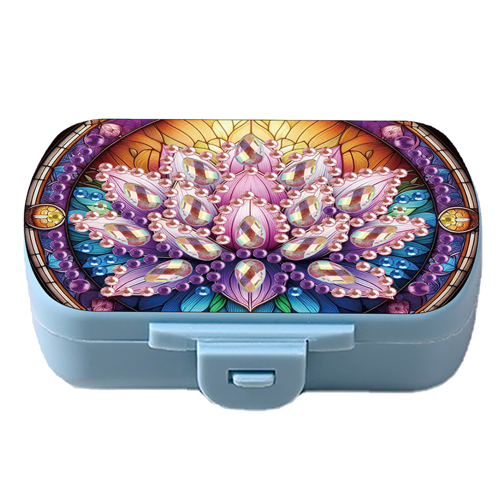 Flowers Diamond Painting Medicine Box Diamond Art Pill Storage Box for Travel