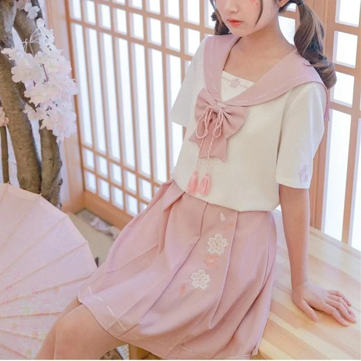 Kawaii Sakura Sailor Shirt/Skirt SP13725