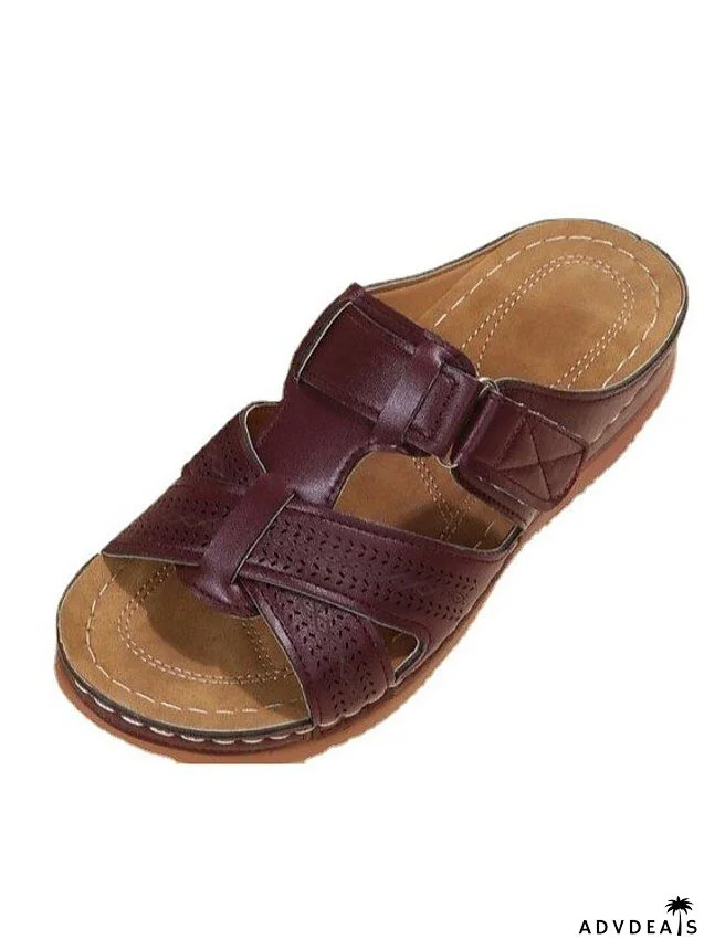 Women's Sandals Slippers Wedge Heels Plus Size Outdoor Slippers Daily Beach Walking Summer Flat Heel Open Toe Casual