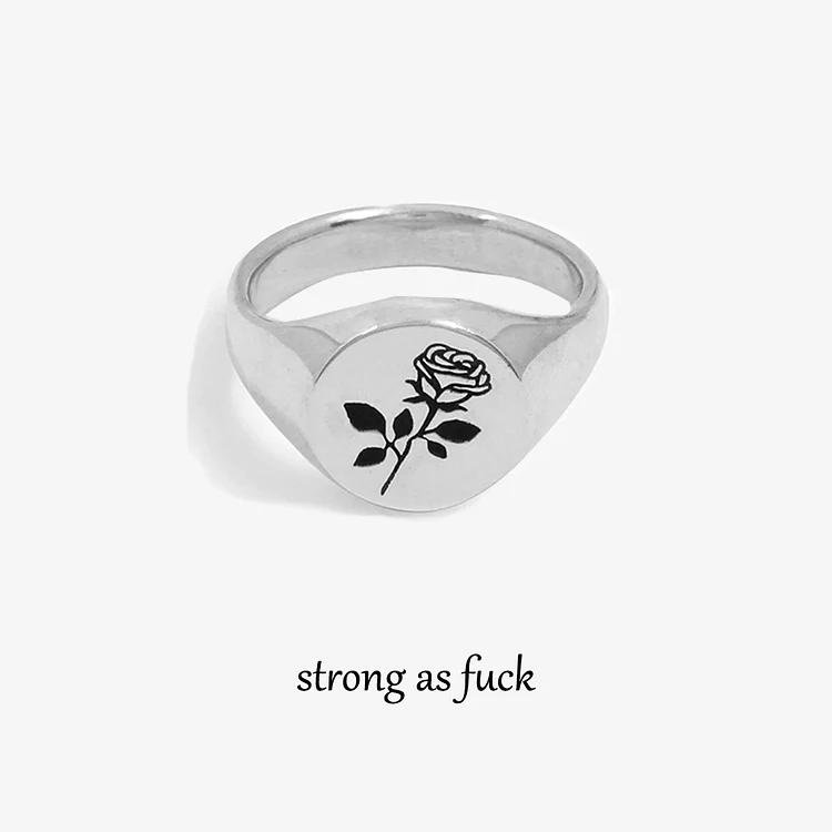 For Self - Black Rose Signet Round Ring