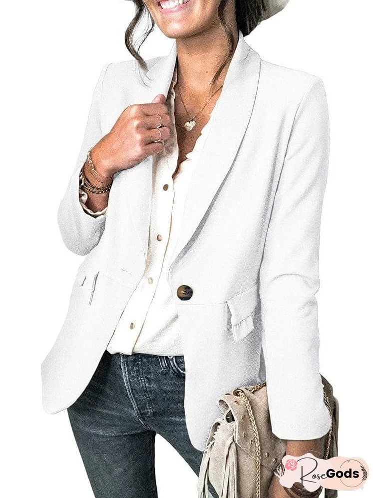 Female's Daily Wear Long Sleeve Solid Color Blazer