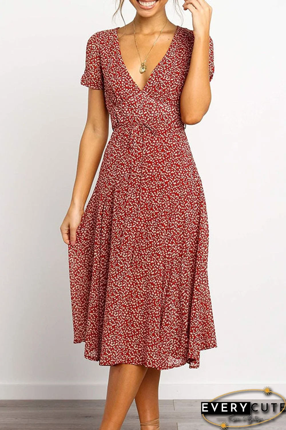 Fashion Sweet Split Joint V Neck A Line Dresses