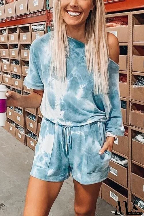 MidiSono - Tie Dye Pockets Drawstring Romper