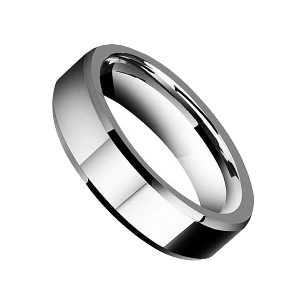 6MM 8MM High Polished Surface Bevel Edge Silver Tungsten Rings For Couple Wedding
