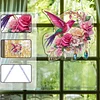 Diamond Painting Acrylic Hummingbird Flowers Window Hanging Pendant for Home Decor