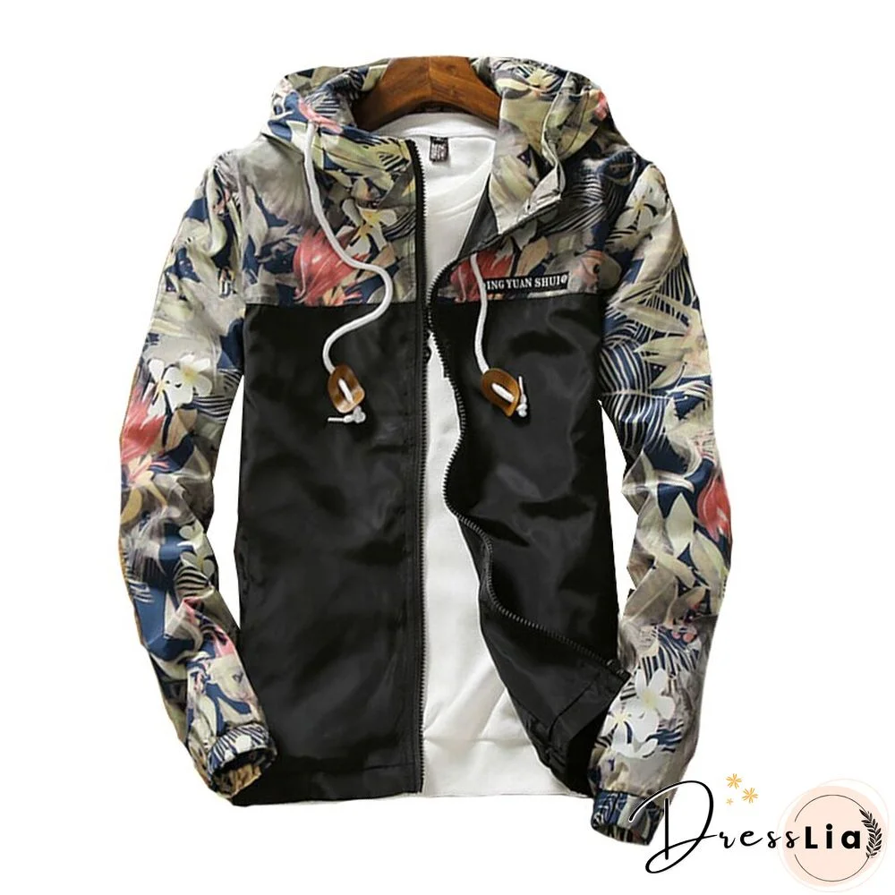 Women's Hooded Jackets Spring Causal Flowers Windbreaker Women Basic Jackets Coats Zipper Lightweight Jackets Bomber Famale