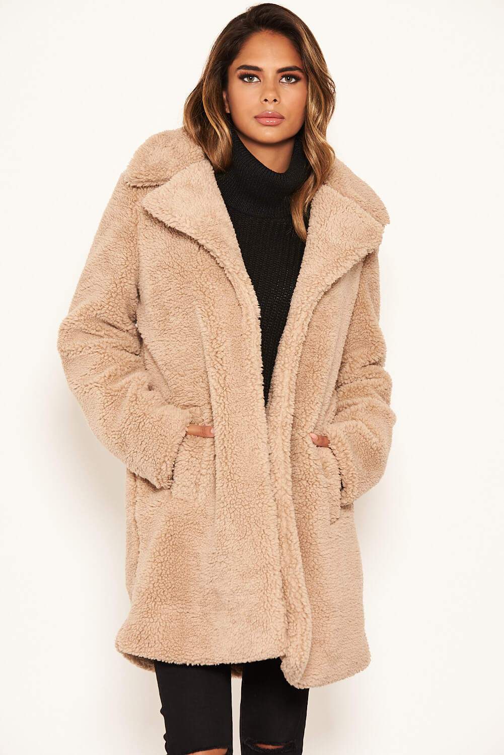 ax paris oatmeal teddy coat