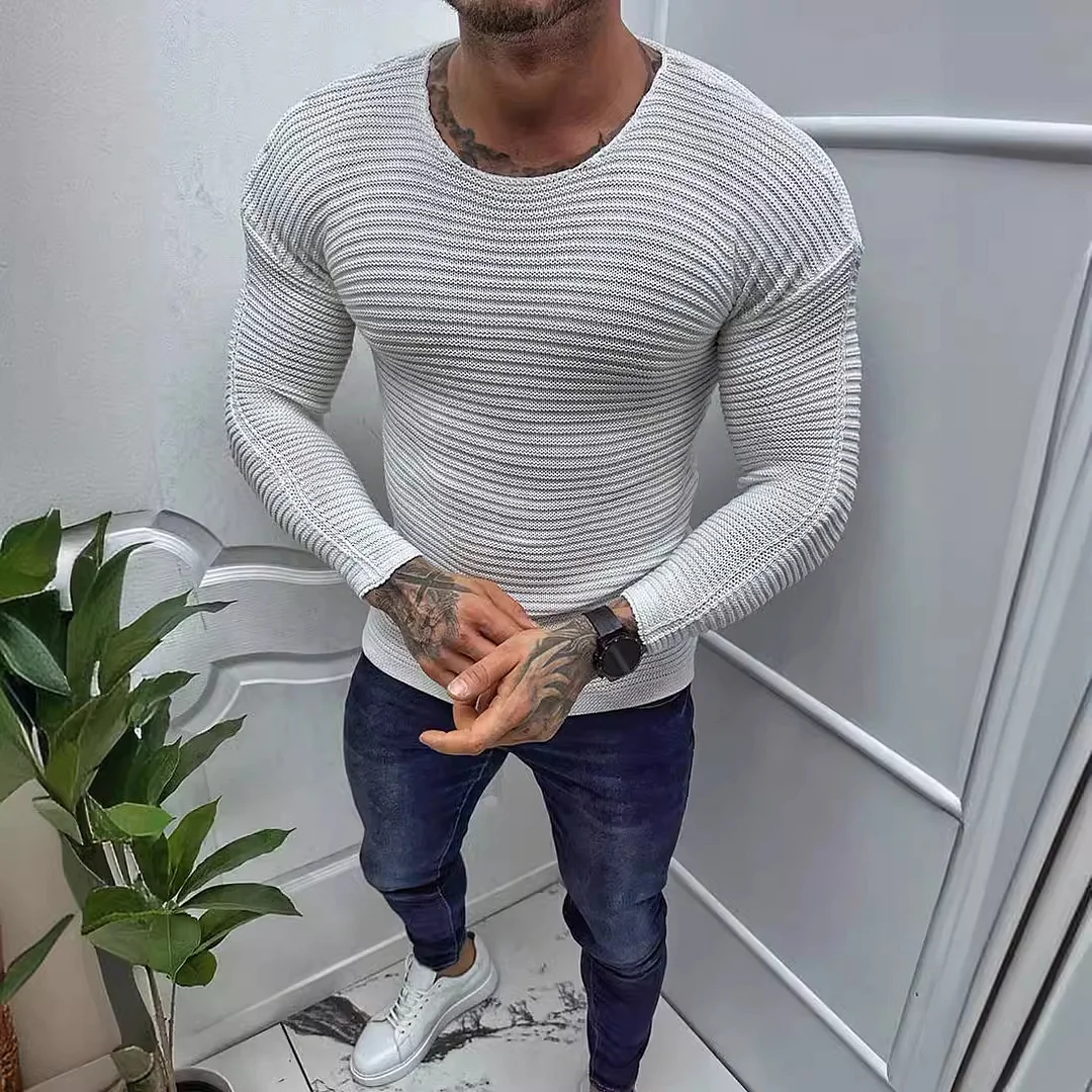 Slim Long Sleeve Crew Neck Pullover Sweater