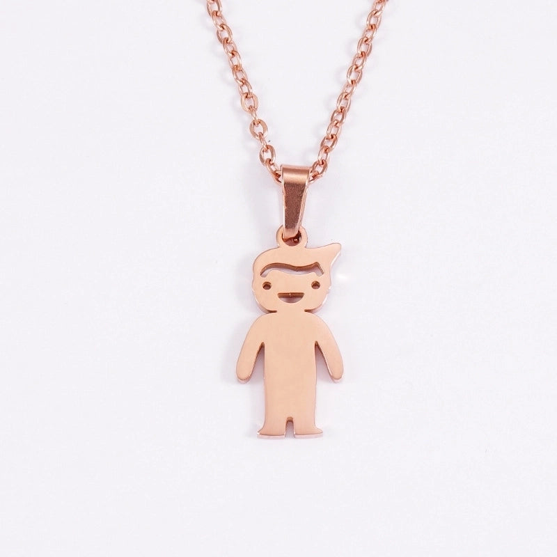 Stainless Steel 18K Gold Plated Casual Cute Polishing Plating Human None Pendant Necklace