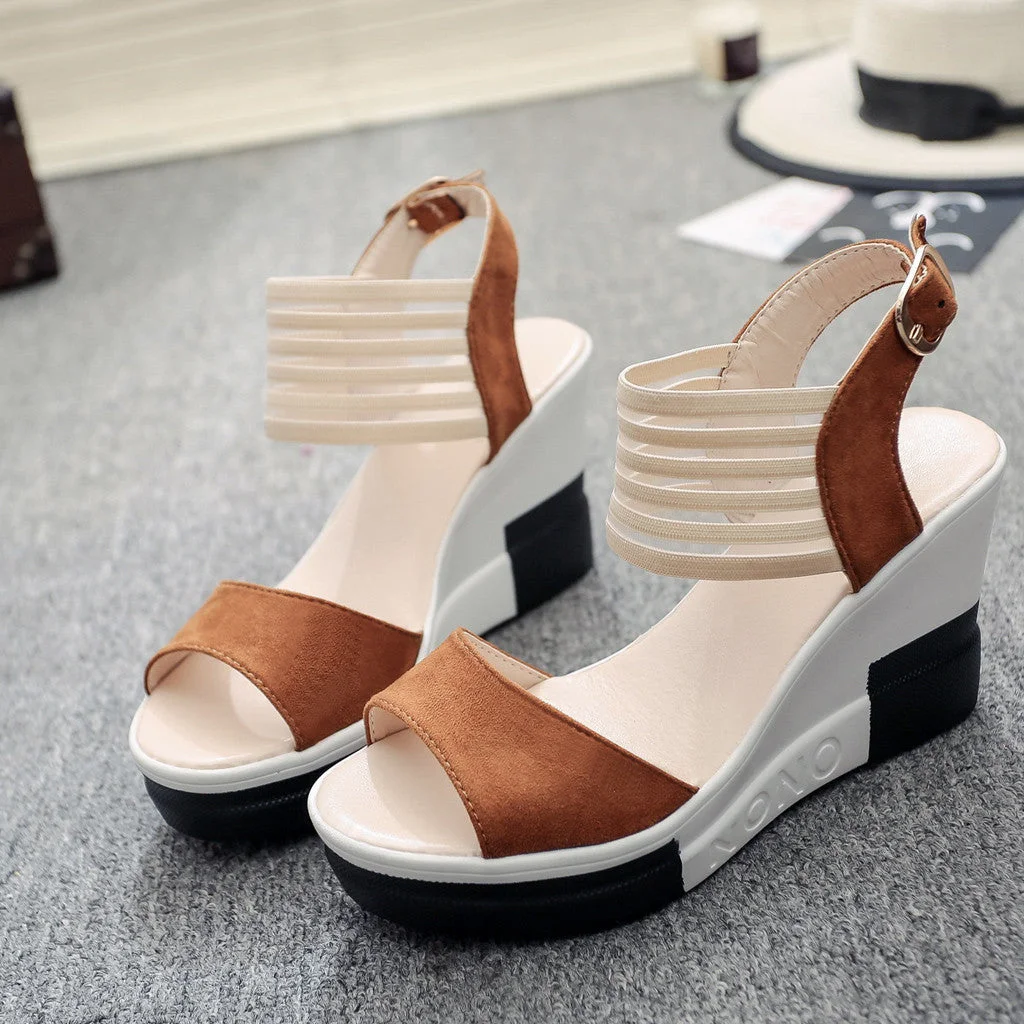 2022New Fashion Wedge Women Shoes Casual Belt Buckle High Heel Shoes Fish Mouth Sandals 2022 Luxury Sandal Women Buty Damskie