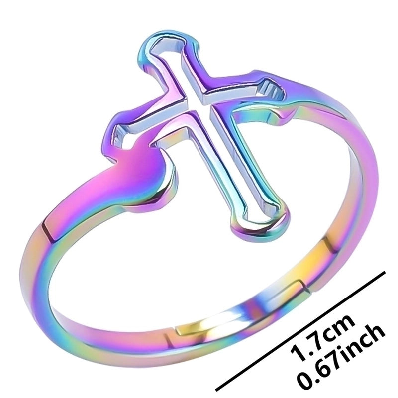 Ethnic Style Cross 304 Stainless Steel 18K Gold Plated Open Ring