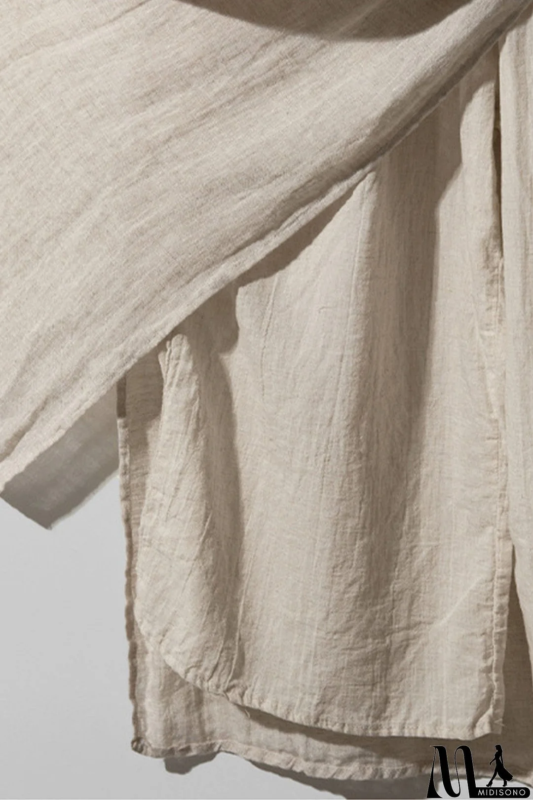 MidiSono - Linen Solid Pocketed Midi Skirt