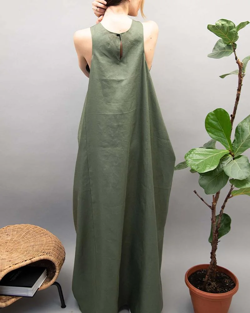 Casual Green Kaftan Dress
