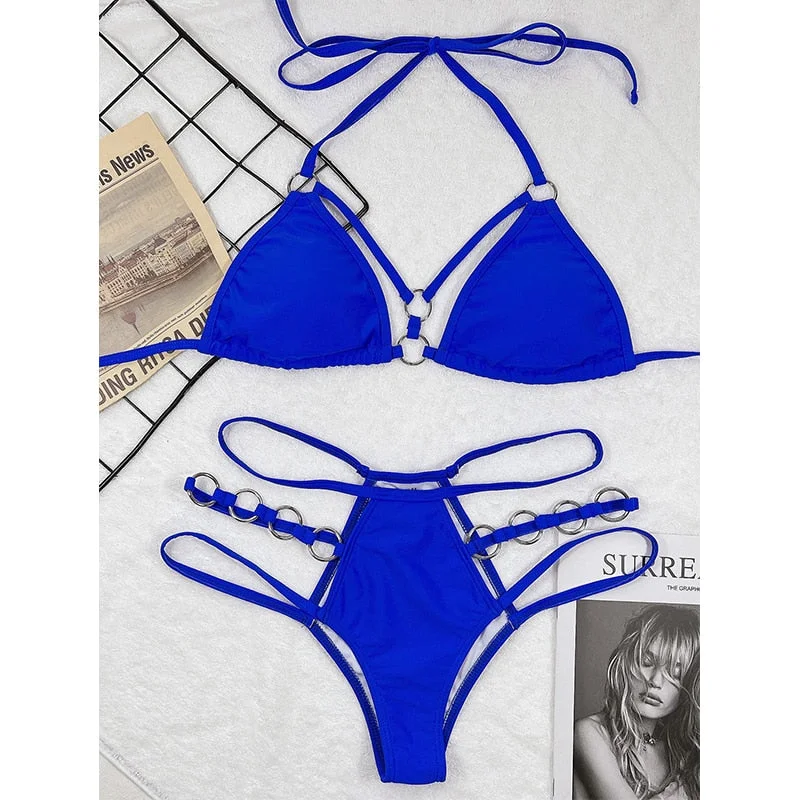 Peachtan Sexy halter bikini set Solid swimsuit 2022 new bathing suits swimwear conjunto biquinis feminino trajes de ba&ntilde;o mujer