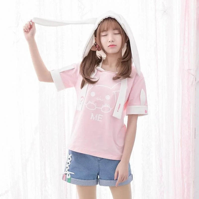 Pink Kawaii Bunny Hoodie Shirt SP179065