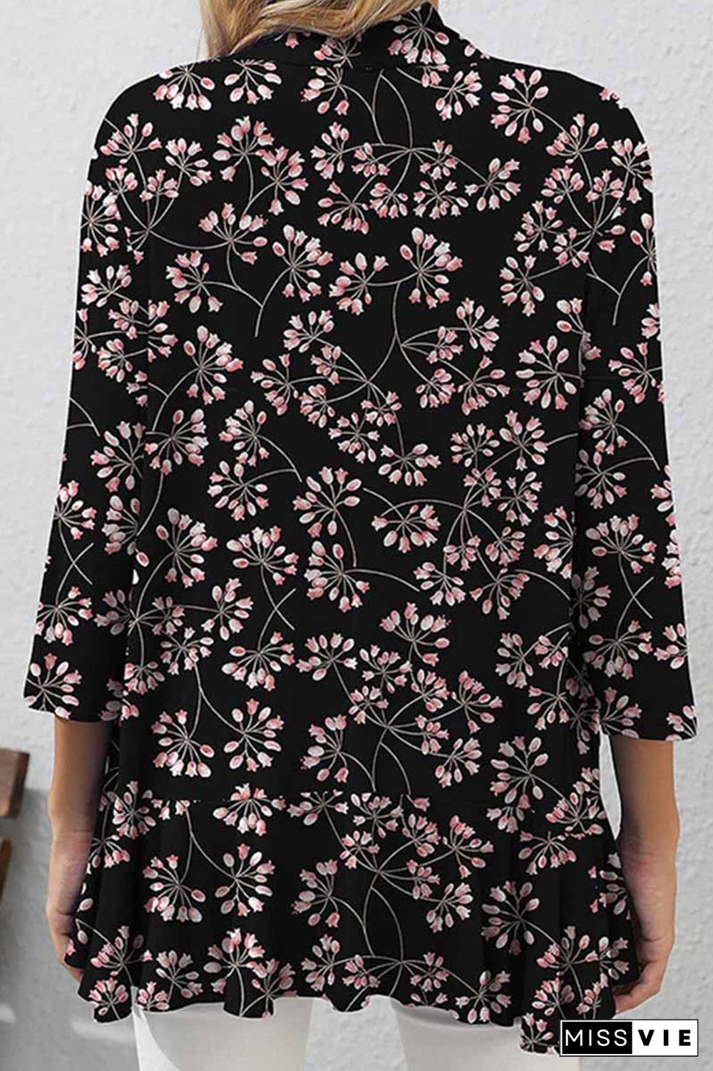 Casual Print Patchwork Cardigan Collar Tops