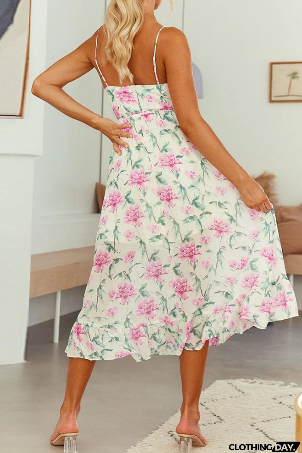 Floral Spaghetti Strap Midi Dress